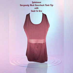 Lululemon | Burgundy Mesh Racerback Tank Top with Built-In Bra